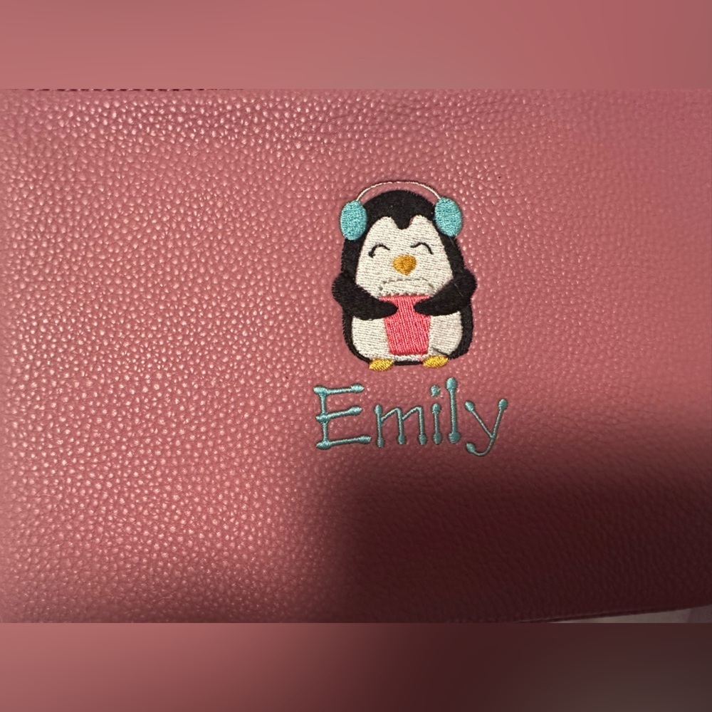 Thirty-One Pink Wristlet with Penguin Design - Picture 4 of 5